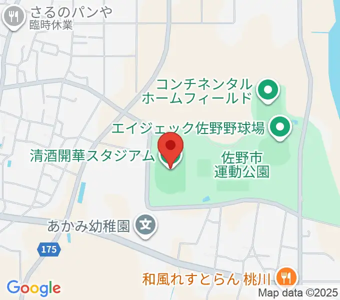 清酒開華スタジアムの地図