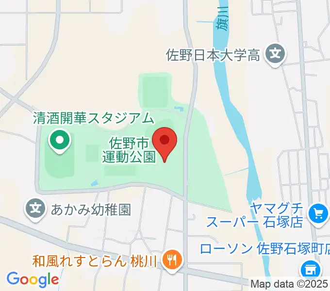 花・花薬局さの体育館の地図