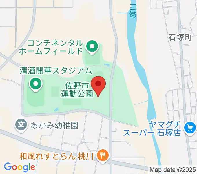 花・花薬局さの体育館の地図