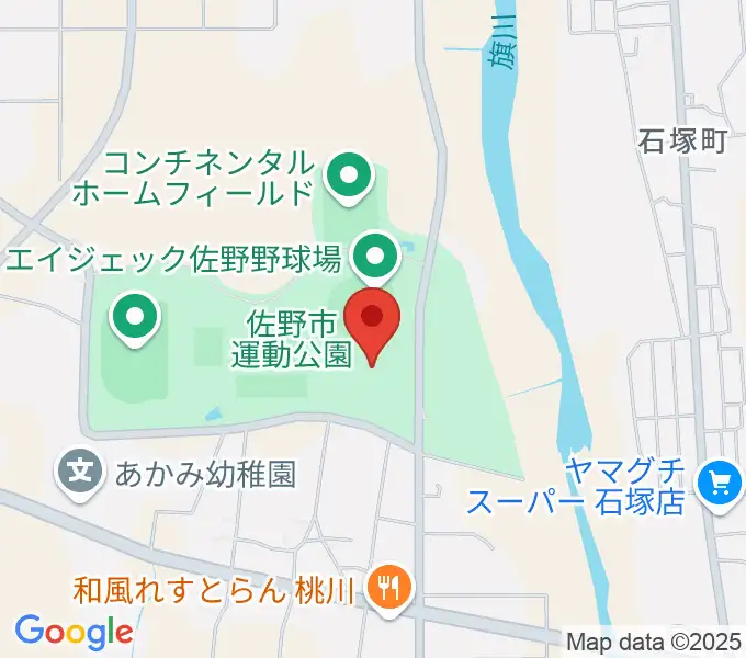 花・花薬局さの体育館の地図