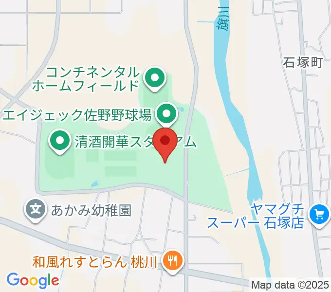 花・花薬局さの体育館の地図