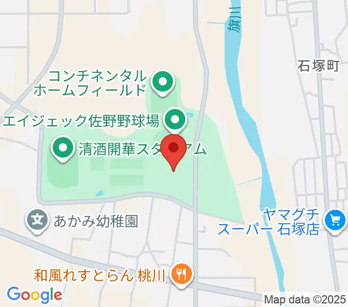 花・花薬局さの体育館の地図