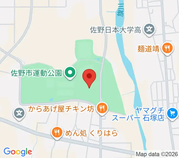 花・花薬局さの体育館の地図