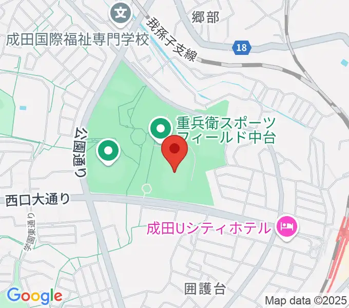 重兵衛スポーツフィールド中台陸上競技場の地図