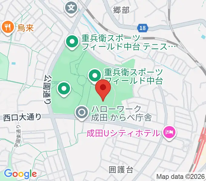 重兵衛スポーツフィールド中台陸上競技場の地図