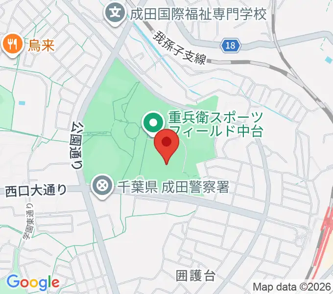 重兵衛スポーツフィールド中台陸上競技場の地図