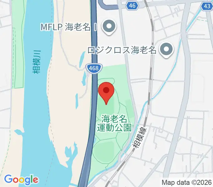 海老名運動公園陸上競技場の地図