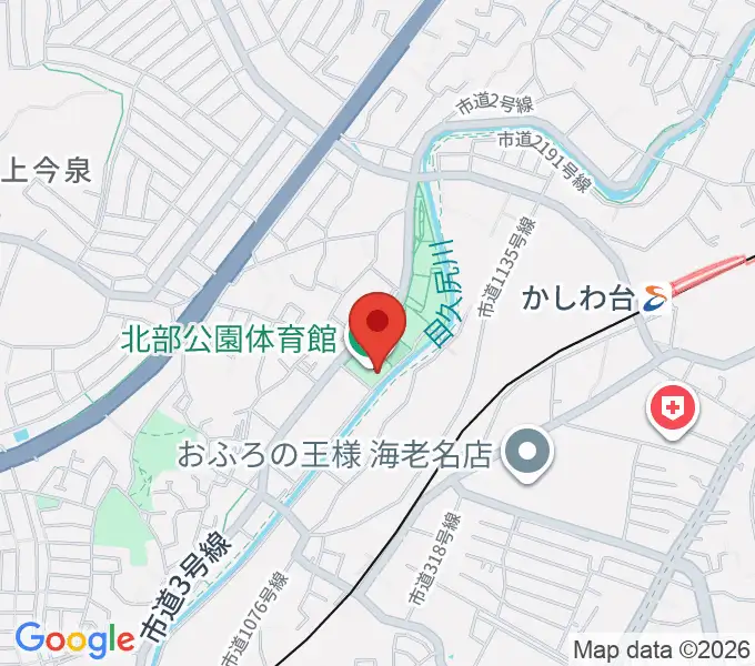 海老名市北部公園体育館の地図