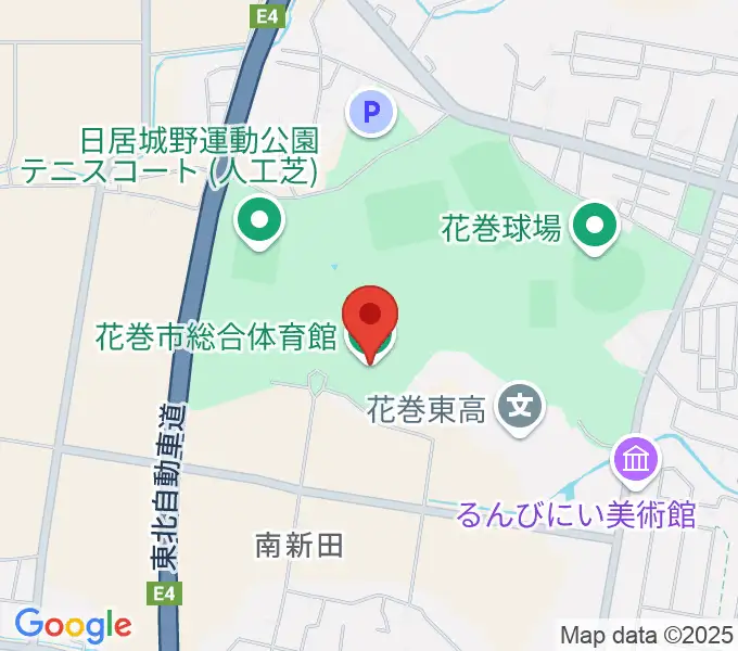 花巻市総合体育館の地図