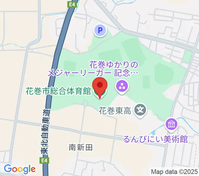 花巻市総合体育館の地図