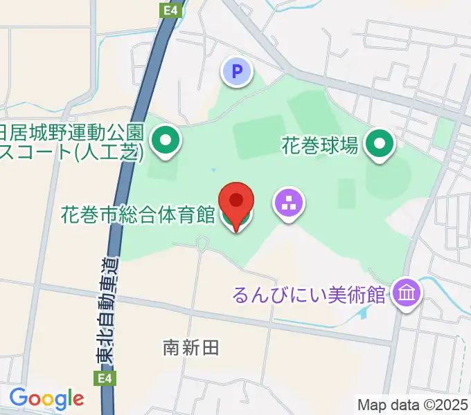 花巻市総合体育館の地図