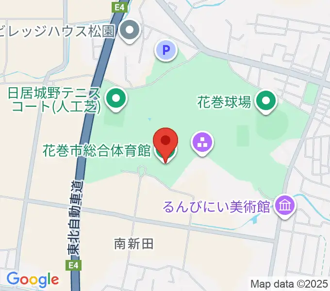 花巻市総合体育館の地図