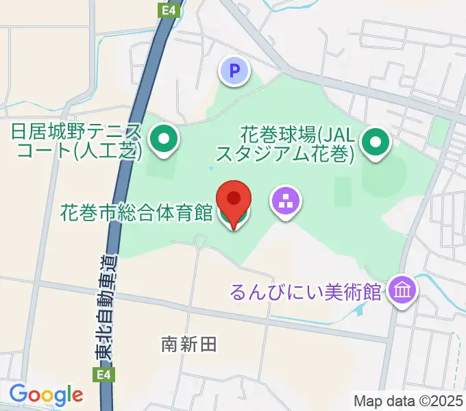 花巻市総合体育館の地図