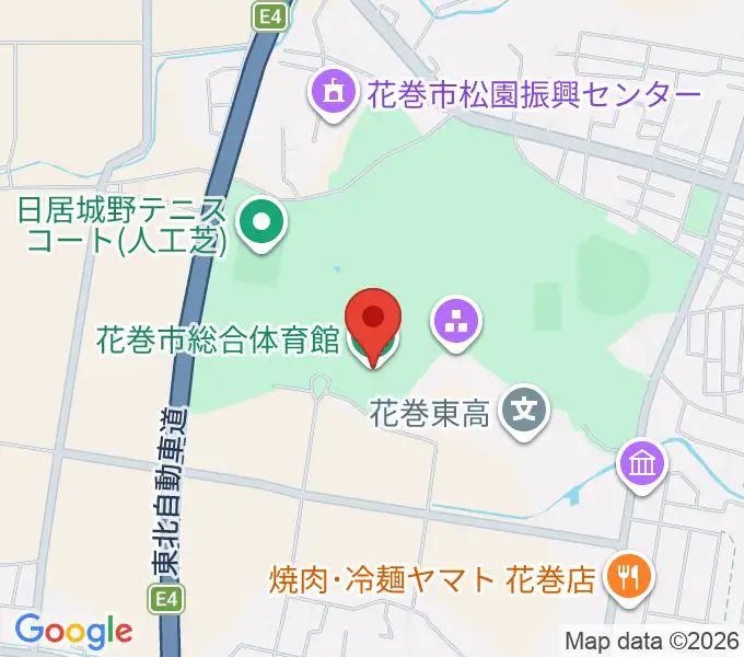 花巻市総合体育館の地図