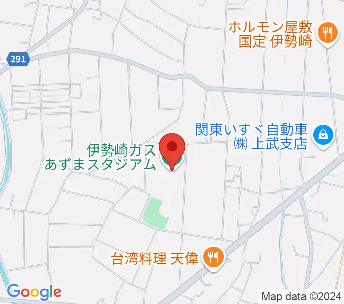 伊勢崎ガスあずまスタジアムの地図