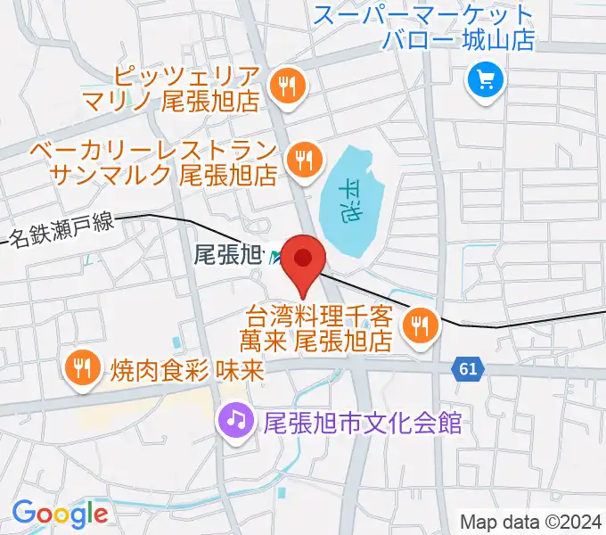 尾張旭市総合体育館の地図