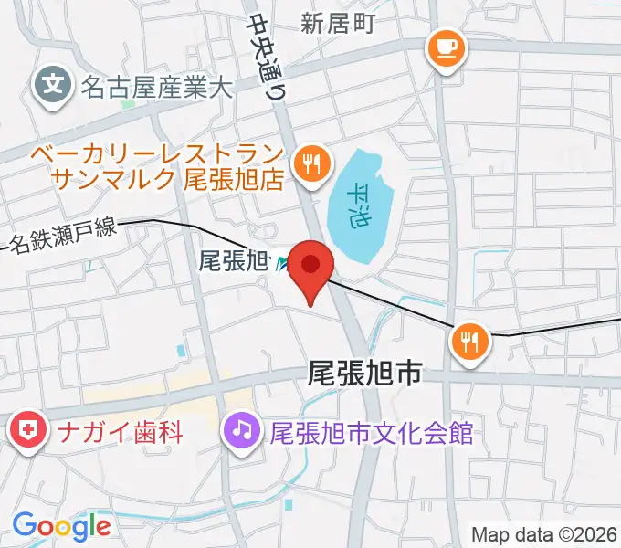 尾張旭市総合体育館の地図