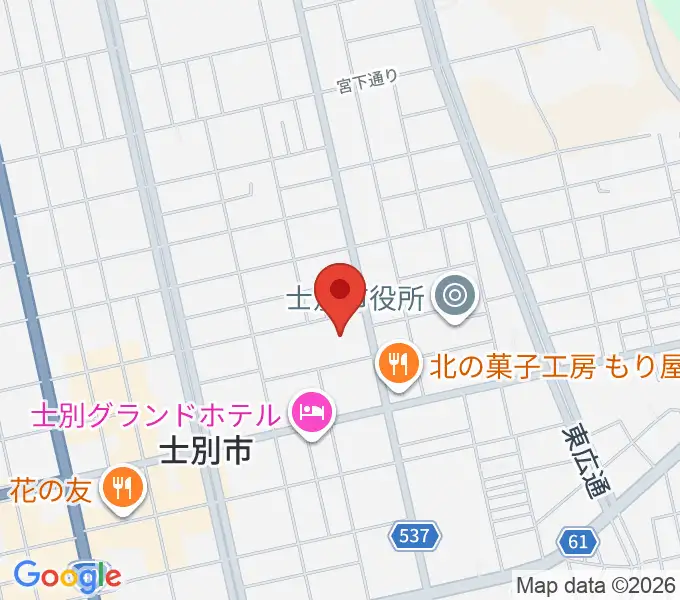 士別市総合体育館の地図