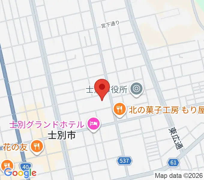 士別市総合体育館の地図