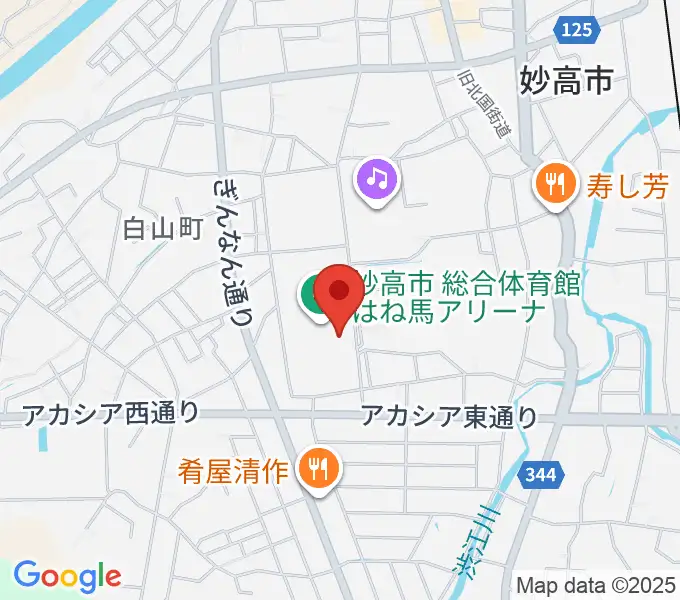 妙高市総合体育館はね馬アリーナの地図