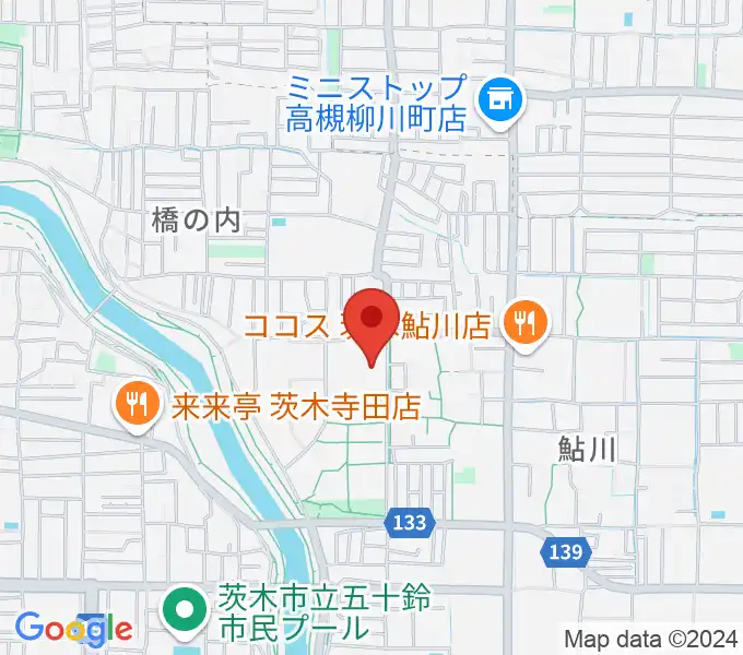 茨木市東市民体育館の地図