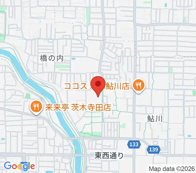 茨木市東市民体育館の地図
