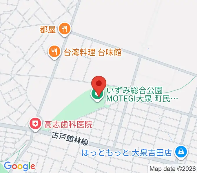 いずみ総合公園MOTEGI大泉町民体育館の地図