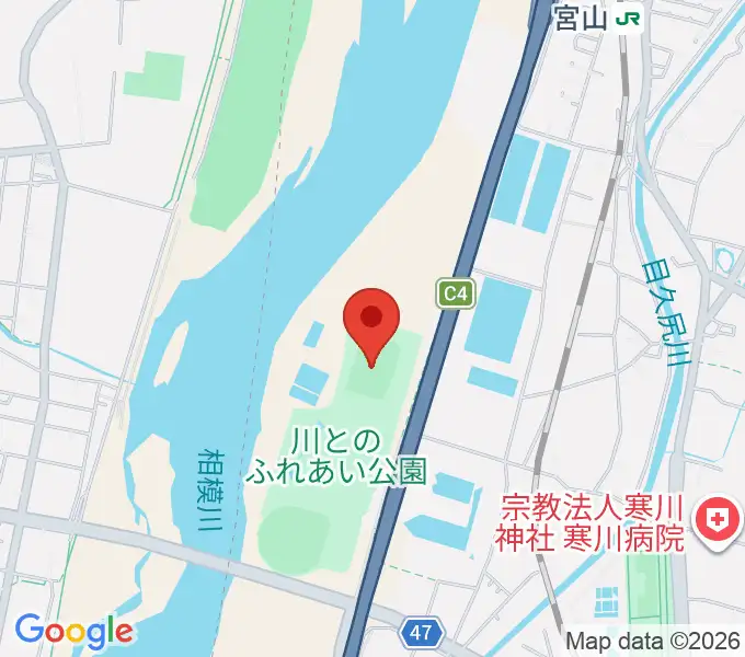 川とのふれあい公園サッカー場の地図