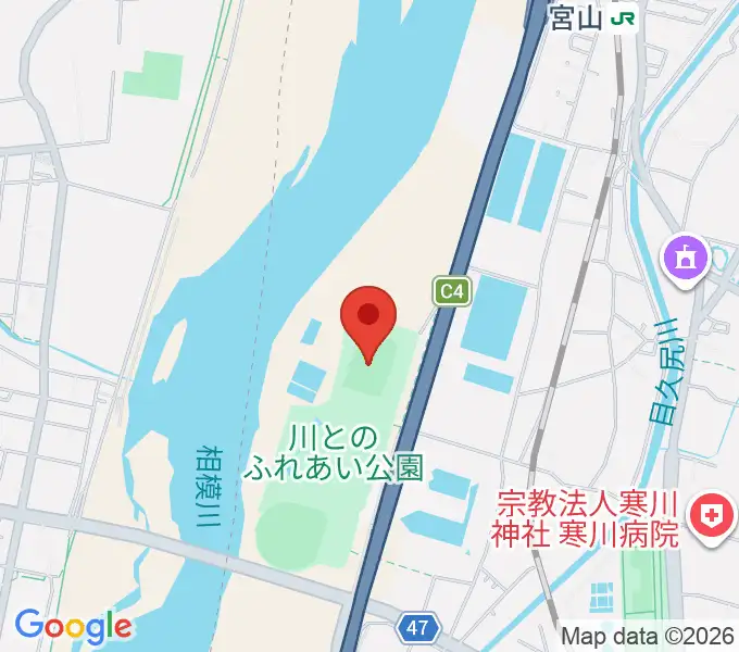 川とのふれあい公園サッカー場の地図
