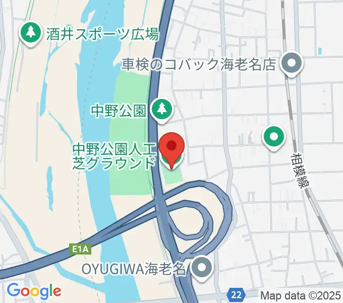 中野公園人工芝グラウンドの地図