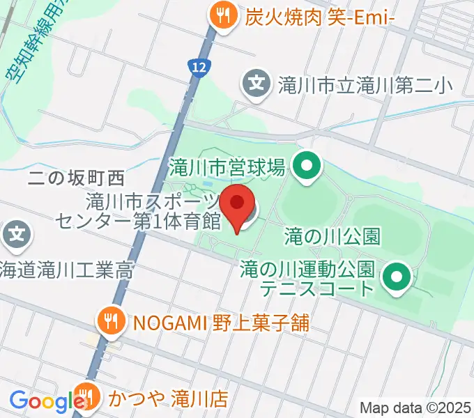 滝川市スポーツセンター 第1・第2体育館の地図