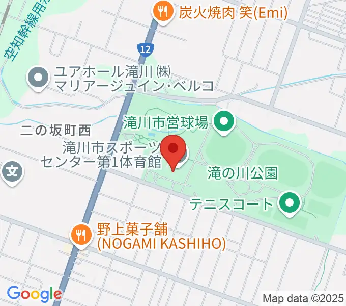 滝川市スポーツセンター 第1・第2体育館の地図