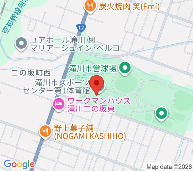 滝川市スポーツセンター 第1・第2体育館の地図