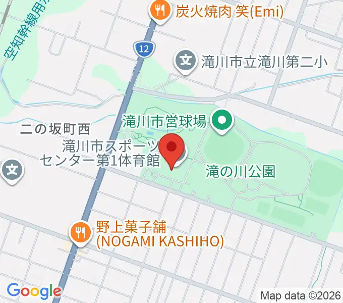 滝川市スポーツセンター 第1・第2体育館の地図