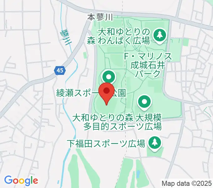 綾瀬スポーツ公園野球場の地図
