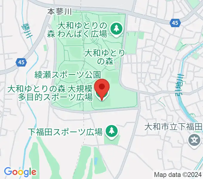 大和ゆとりの森多目的スポーツ広場の地図