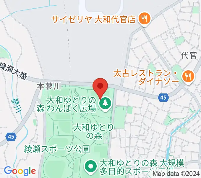 大和ゆとりの森芝生グラウンドの地図