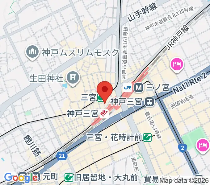 三宮スタジオKZの地図