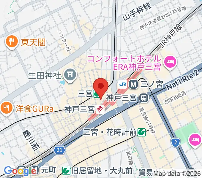 三宮スタジオKZの地図