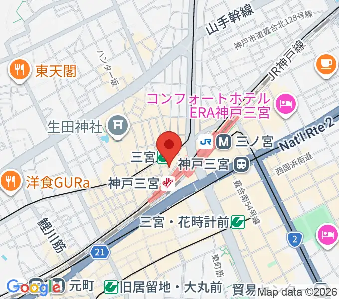 三宮スタジオKZの地図