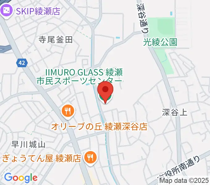 IIMURO GLASS綾瀬市民スポーツセンター体育館の地図