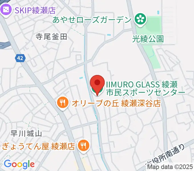 IIMURO GLASS綾瀬市民スポーツセンター体育館の地図