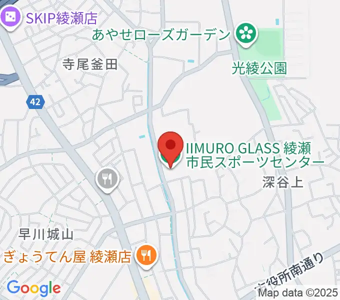 IIMURO GLASS綾瀬市民スポーツセンター体育館の地図