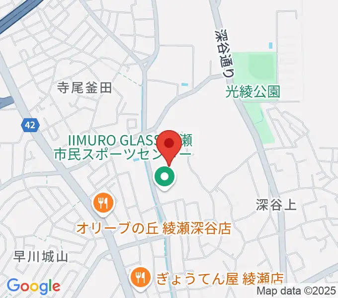 IIMURO GLASS綾瀬市民スポーツセンター陸上競技場の地図