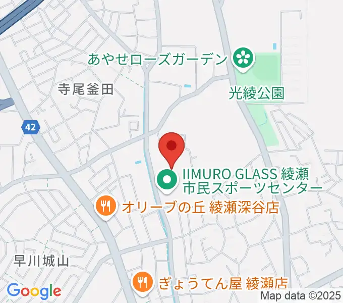 IIMURO GLASS綾瀬市民スポーツセンター陸上競技場の地図