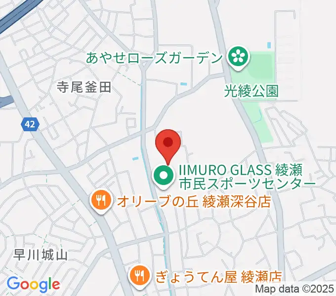 IIMURO GLASS綾瀬市民スポーツセンター陸上競技場の地図
