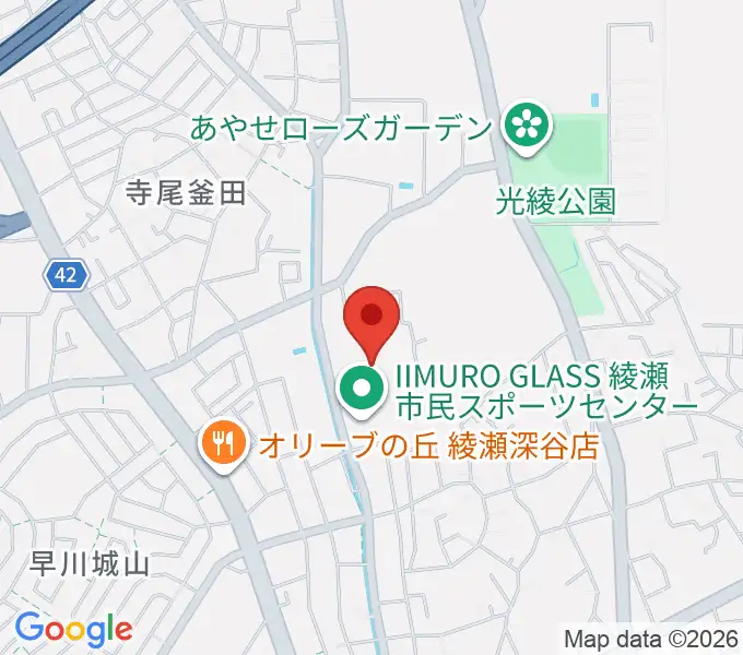 IIMURO GLASS綾瀬市民スポーツセンター陸上競技場の地図