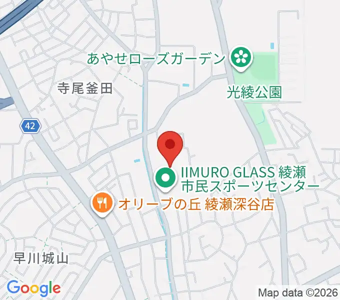 IIMURO GLASS綾瀬市民スポーツセンター陸上競技場の地図