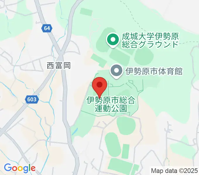 伊勢原市総合運動公園自由広場の地図