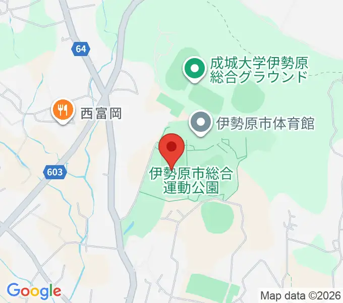 伊勢原市総合運動公園自由広場の地図